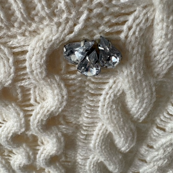 dELiA*s Y2K Cream Sweater open weave w/ sparkly rhinestone embellishment size L - Picture 4 of 4